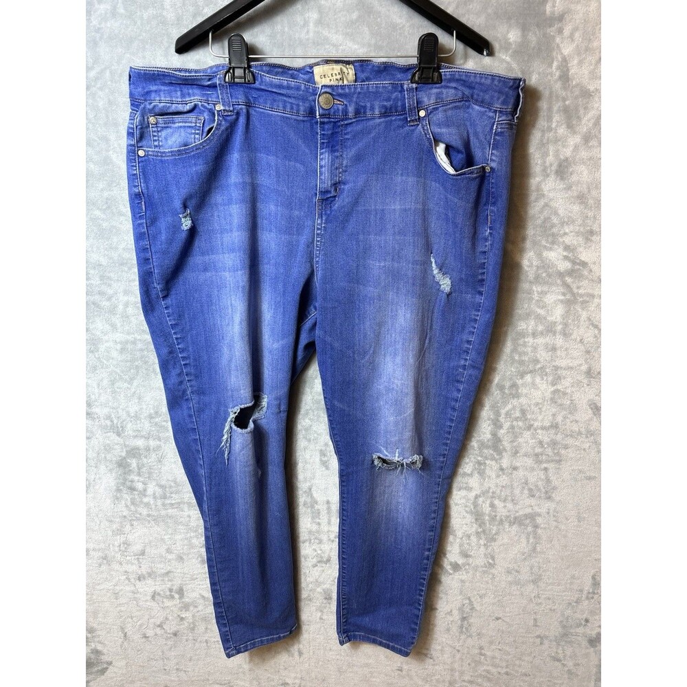 Celebrity Pink Woman’s Jeans Size 24 Dawson Super Skinny Blue Jeans Distressed